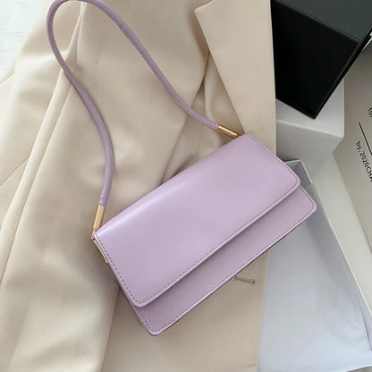 Minimalist Leather Baguette Shoulder Bag