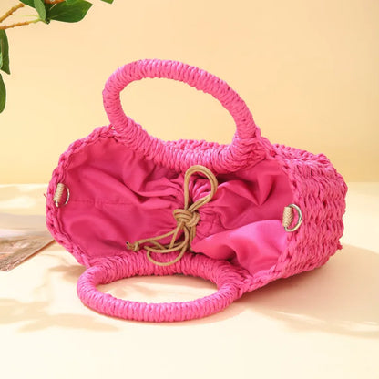 Handwoven Straw Half-Moon Bag