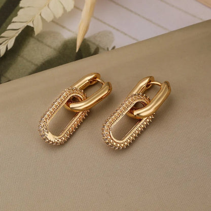 Luminous Spark Rectangle Zircon Earrings