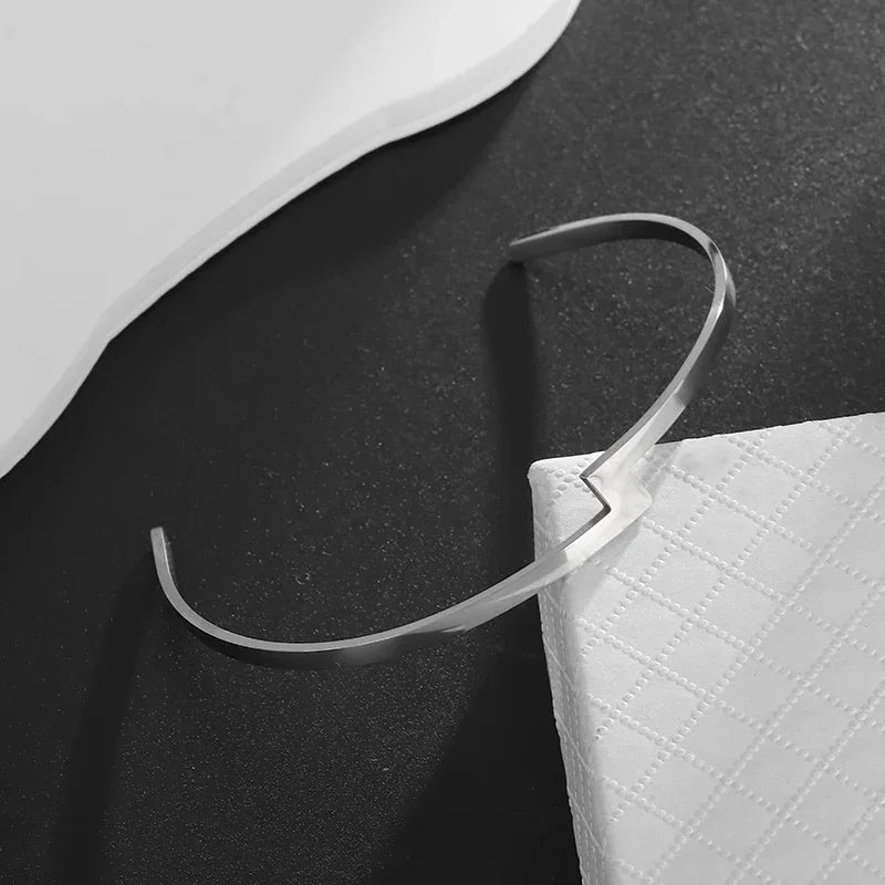 Polished Steel Open Cuff Bangle