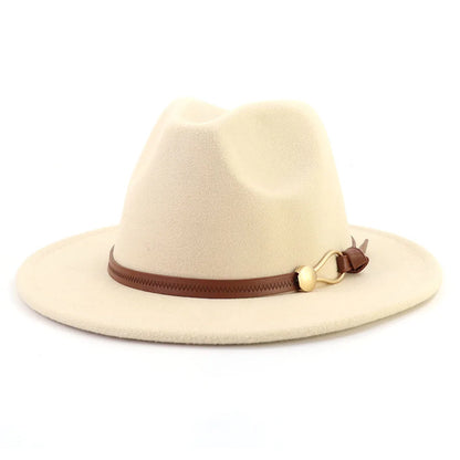 Belt Buckle Wide Brim Fedora Hat