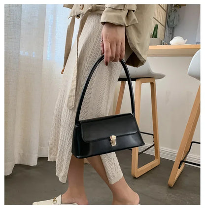 Minimalist Leather Baguette Shoulder Bag