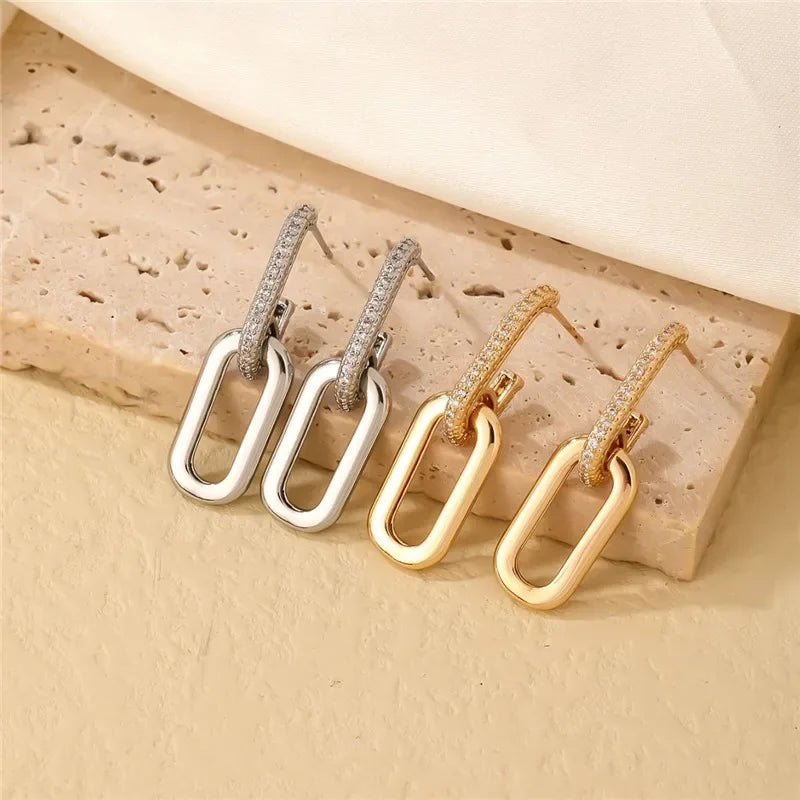 Luminous Spark Rectangle Zircon Earrings