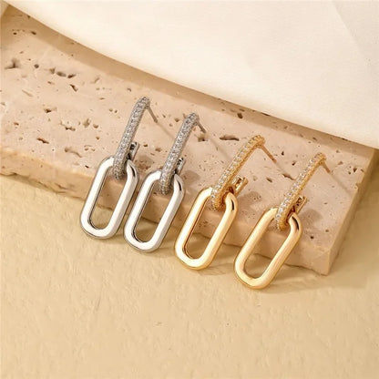 Luminous Spark Rectangle Zircon Earrings