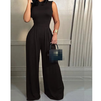 Elegant Wide Leg Sleeveless Jumpsuit