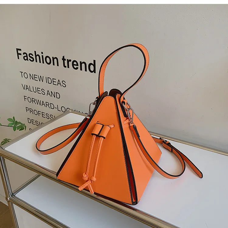 Geo Triangle Drawstring Bucket Bag
