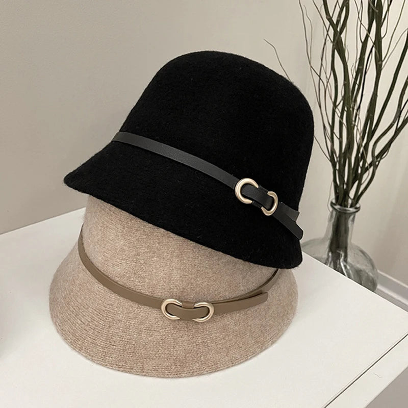 Chic Wool Buckle Cap