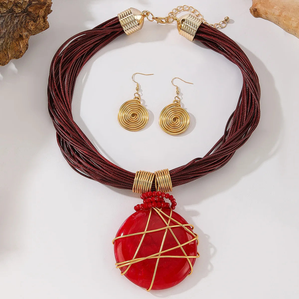 Hand-Woven Resin & Aluminum Statement Set