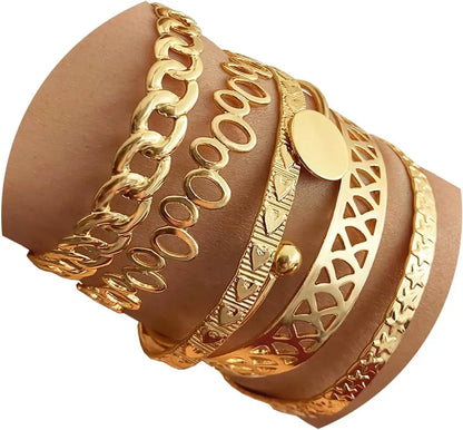 Modern Geometric Stackable Bangle Bracelet Set