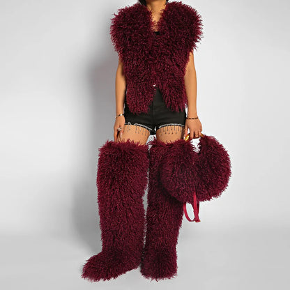The Spice Girl Round Faux Fur Ring Bag