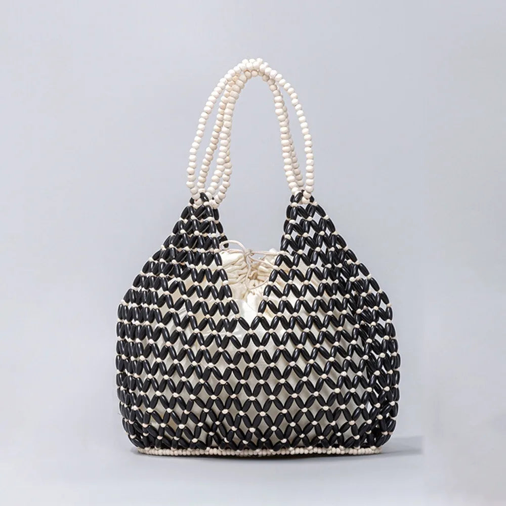 Beaded Bucket Tote Handbag