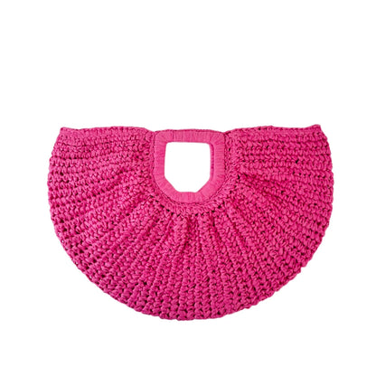 Handmade Half Moon Straw Tote Bag