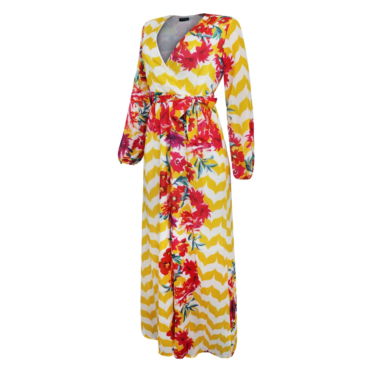 Women's Printed Wrap Maxi Dress