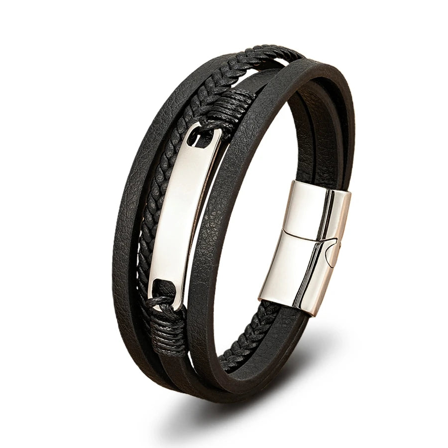 Braided Leather Statement Bracelet