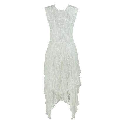 Enchanted Lace Handkerchief-Hem Dress