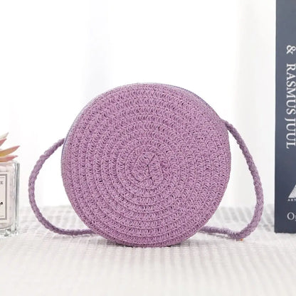 Handmade Round Rattan Crossbody Bag
