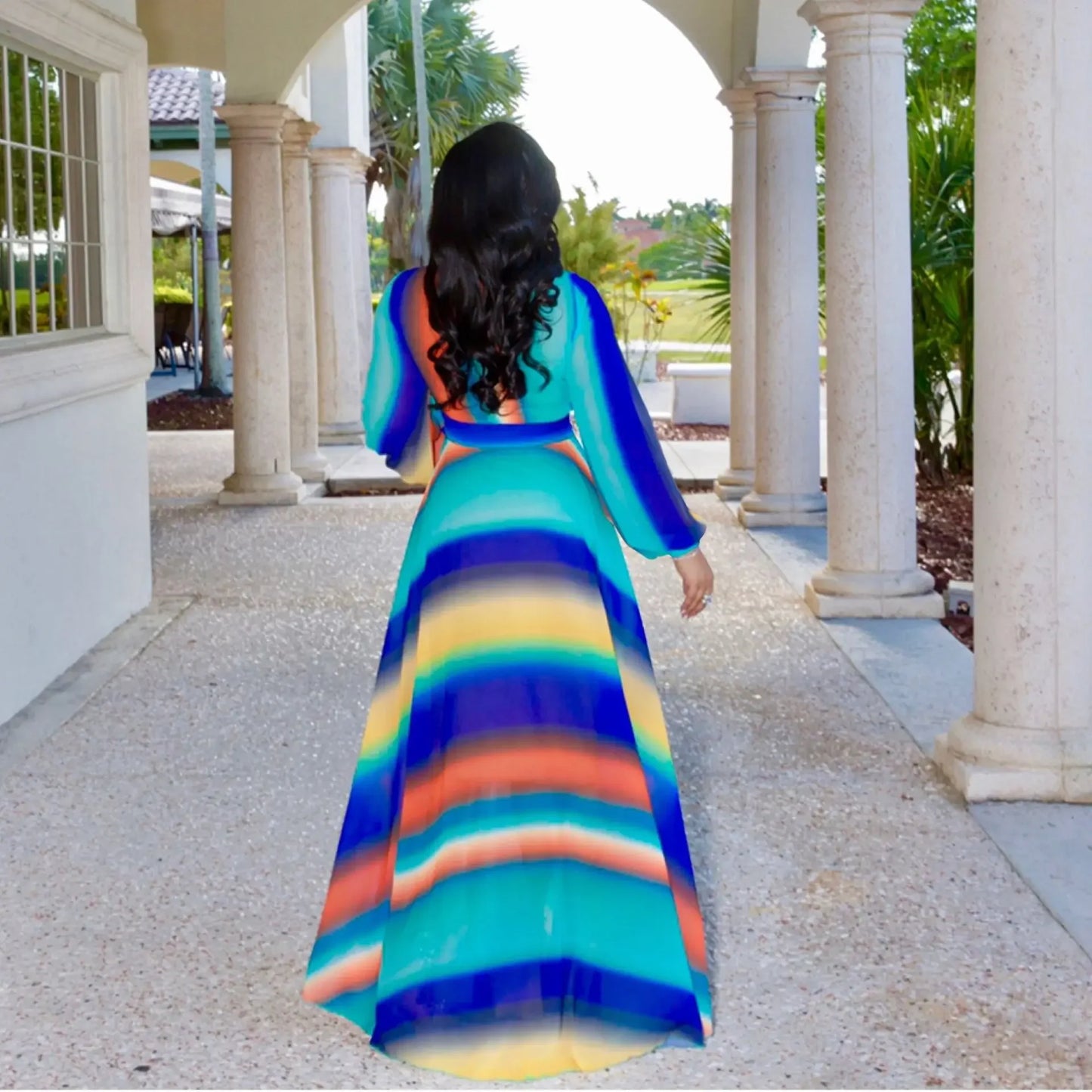 Women's Printed Wrap Maxi Dress