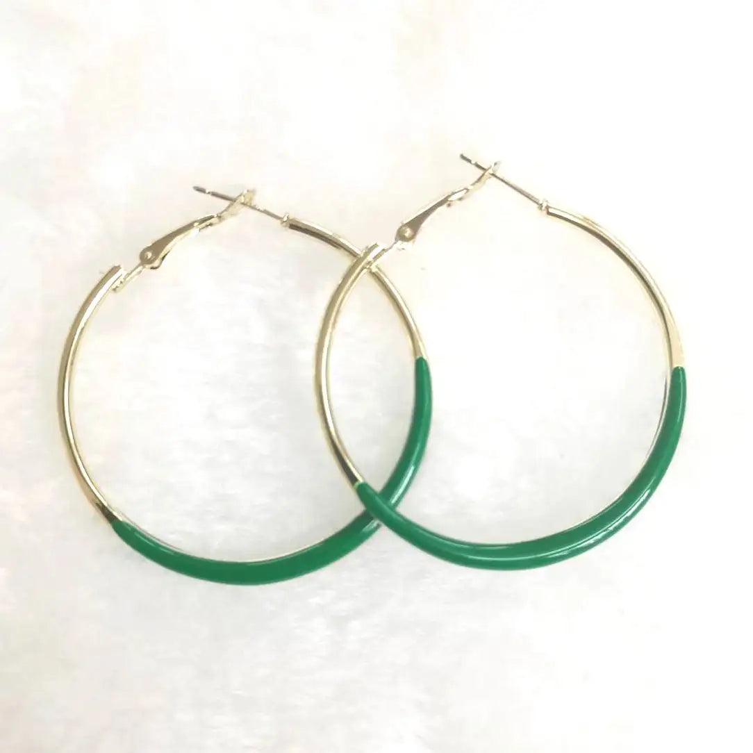 Trendy Enamel Statement Hoop Earrings