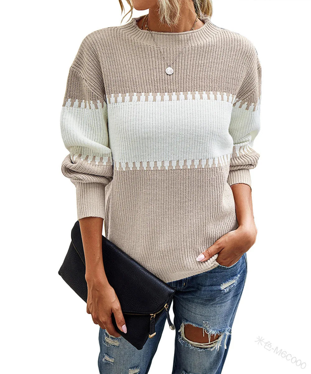 Effortless Chic Color Block Knit Sweater