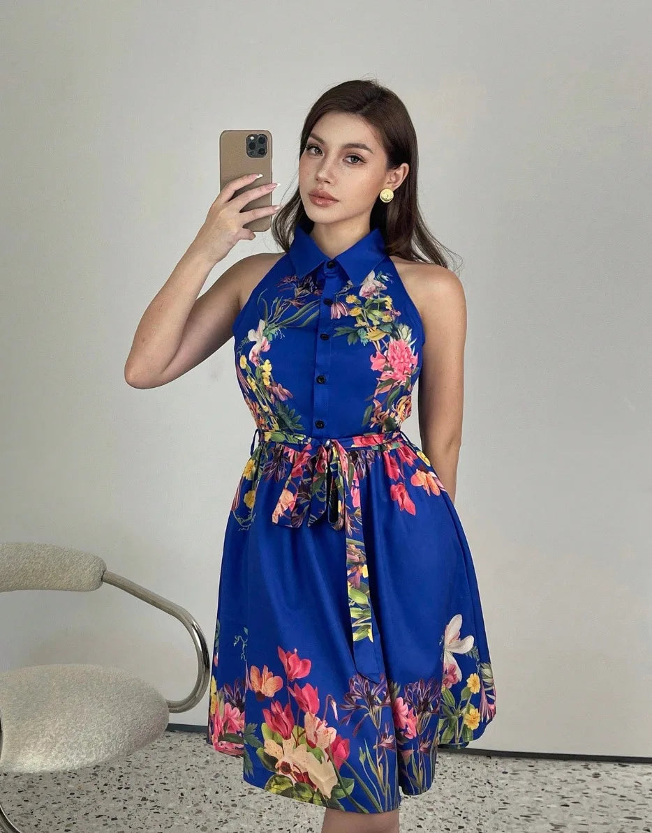 Floral Halter Neck Summer Dress