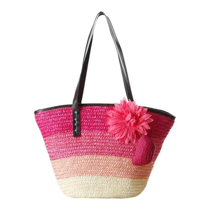 Sun-Drenched Striped Handwoven Straw Tote