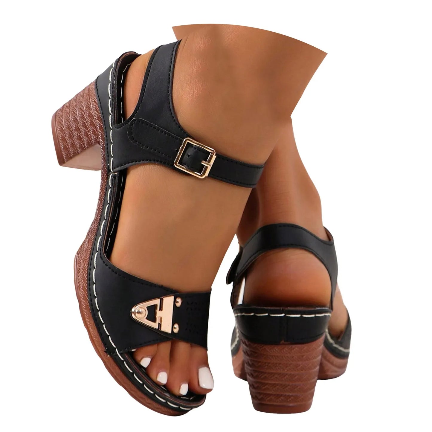 Chic Adjustable Strap Wedge Sandals