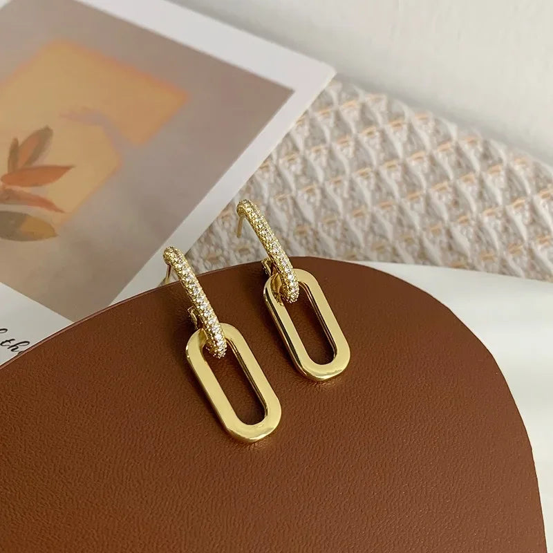 Luminous Spark Rectangle Zircon Earrings