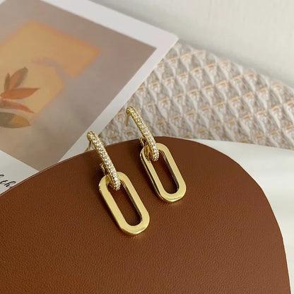 Luminous Spark Rectangle Zircon Earrings