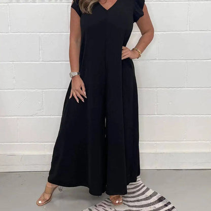 Elegant V-Neck Ruffle Jumpsuit
