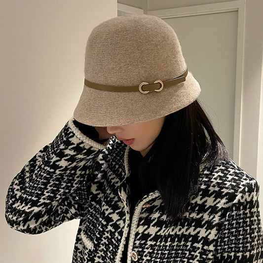 Chic Wool Buckle Cap