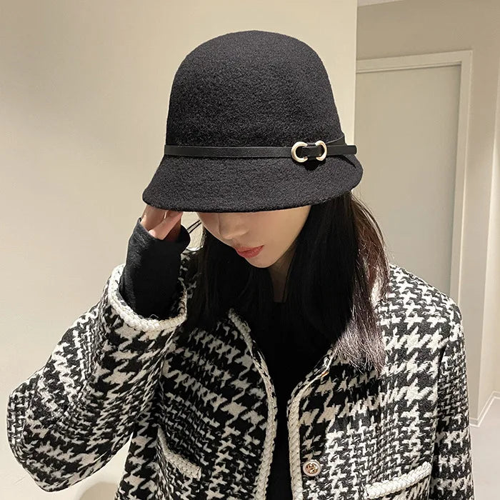 Chic Wool Buckle Cap