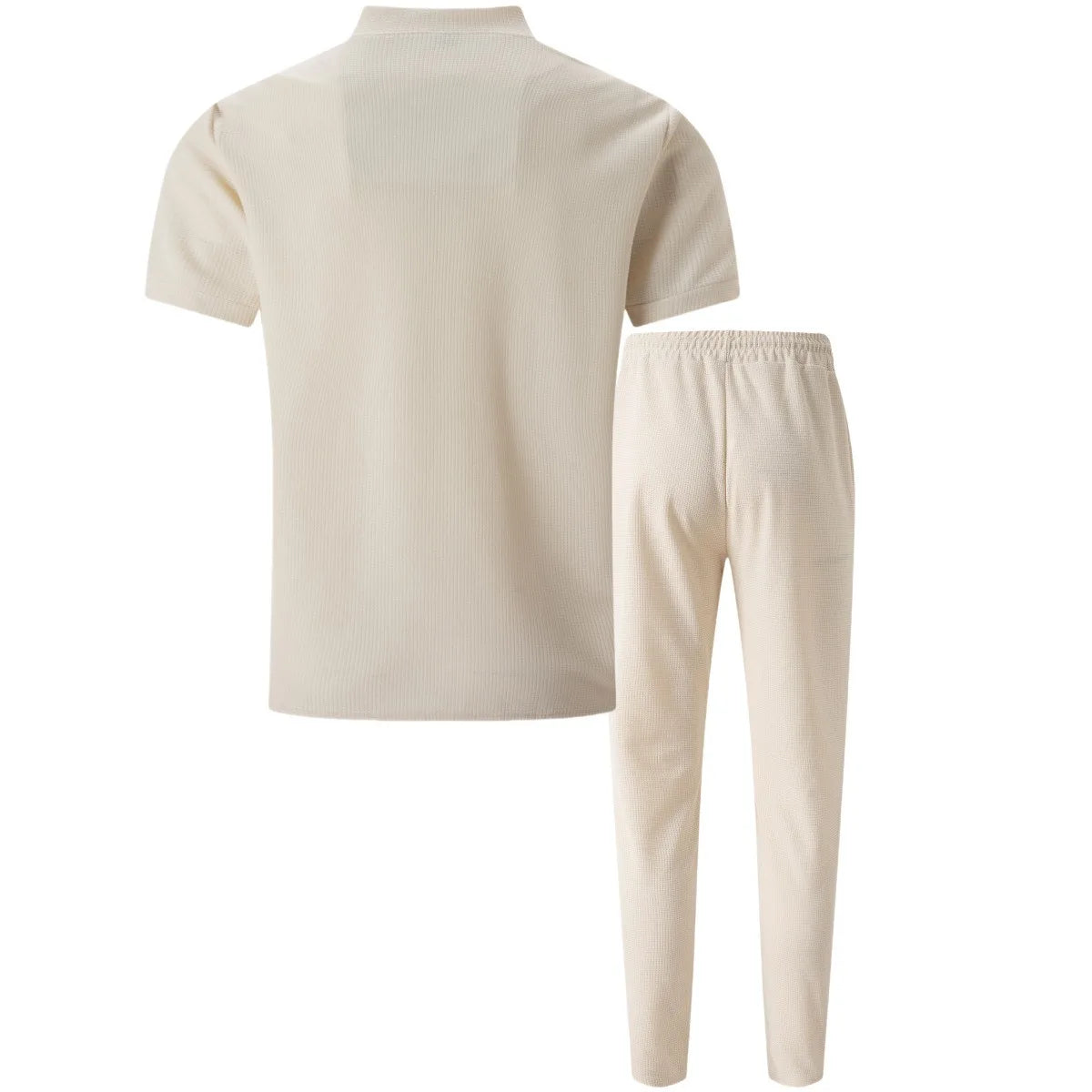 Men's Waffle Knit Polo and Trousers Set