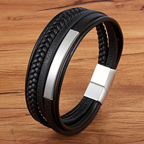 Braided Leather Statement Bracelet
