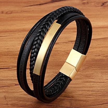 Braided Leather Statement Bracelet