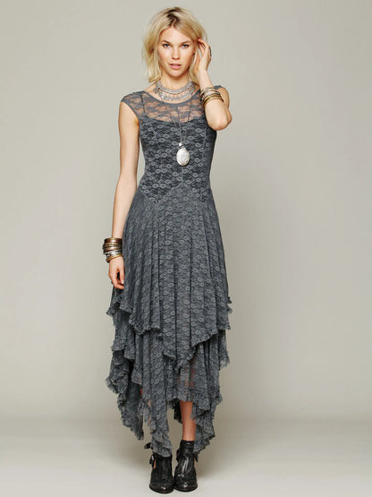 Enchanted Lace Handkerchief-Hem Dress