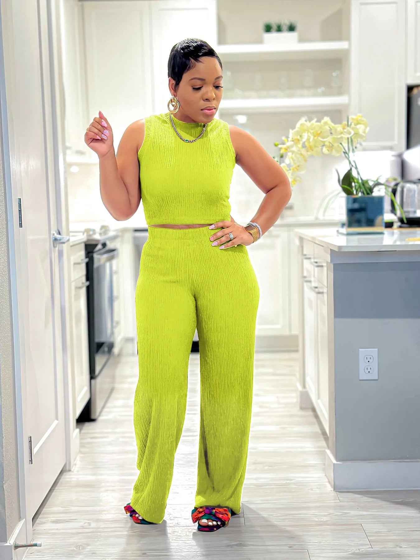 Chic Tank Top Pantsuit Ensemble