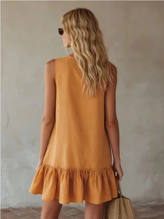 Sunset Tie-Front Ruffle Mini Dress
