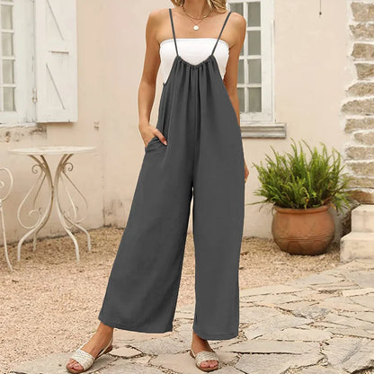 Elegant High Waist Suspender Jumpsuit