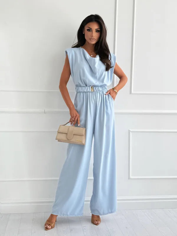 Sophia Elegant Wide Leg Jumpsuit with Belt