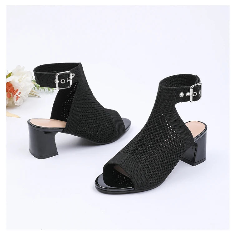 Chic Knit Peep Toe Sandals