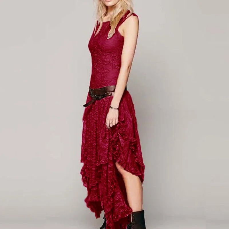 Enchanted Lace Handkerchief-Hem Dress