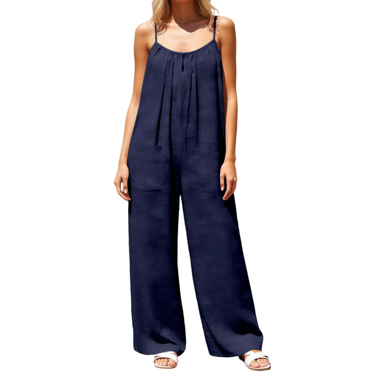 Flowy Backless Wide Leg Spaghetti Strap Jumpsuit