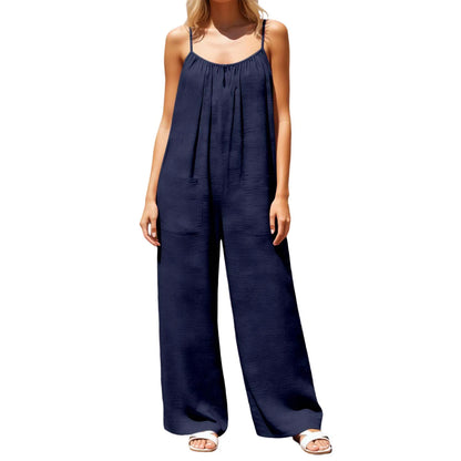 Flowy Backless Wide Leg Spaghetti Strap Jumpsuit