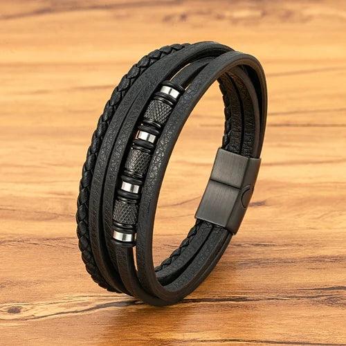 Braided Leather Statement Bracelet