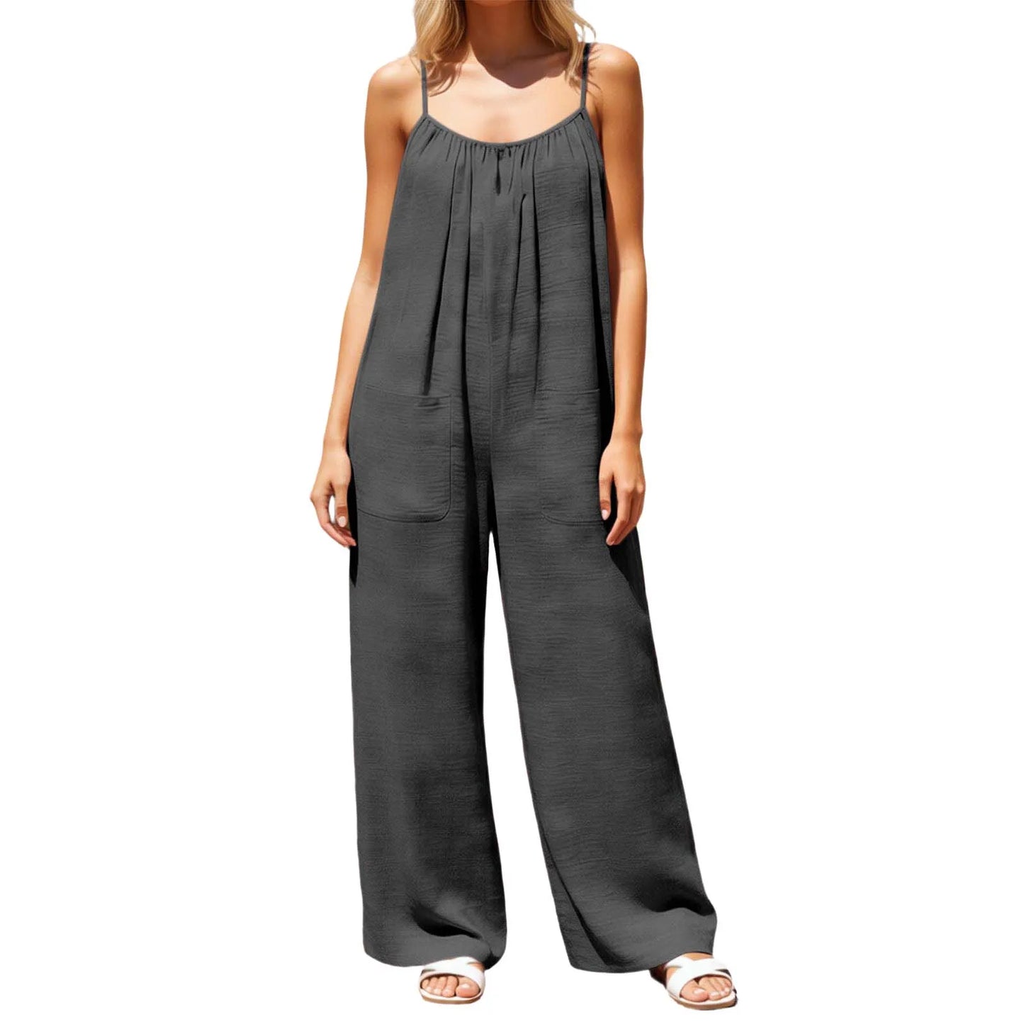 Flowy Backless Wide Leg Spaghetti Strap Jumpsuit