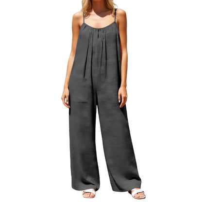 Flowy Backless Wide Leg Spaghetti Strap Jumpsuit