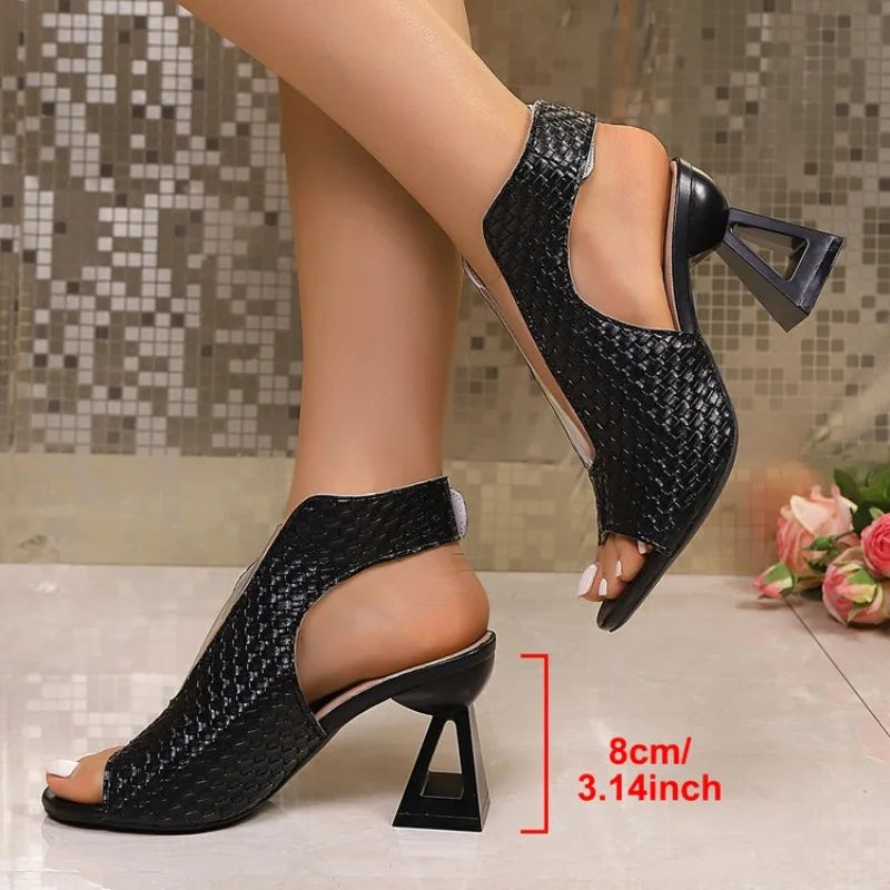 Elegant Fretwork High Heel Sandals