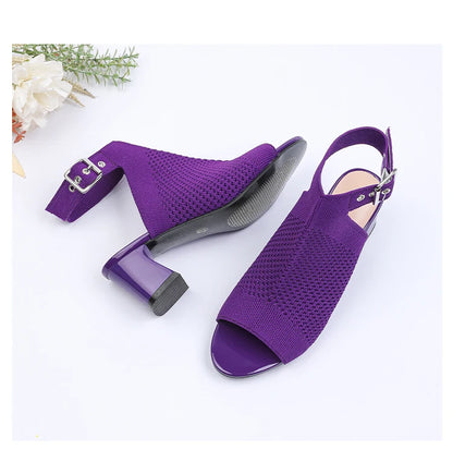 Chic Knit Peep Toe Sandals