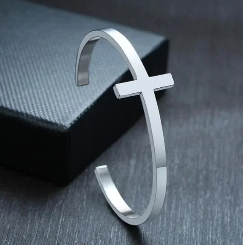 Polished Steel Open Cuff Bangle
