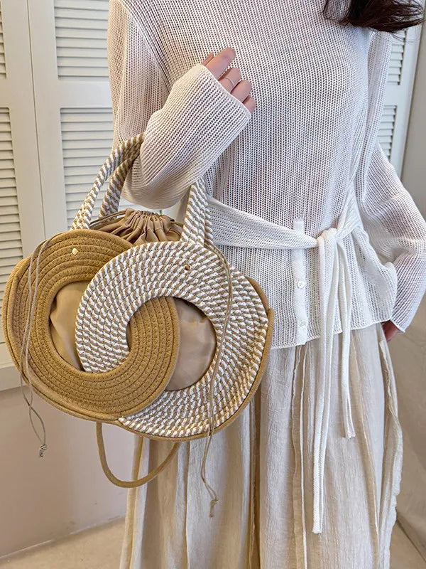 Aura Woven Straw Shoulder Handbag